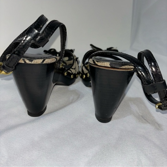 COACH Signature Open Toe Wedge Heel Ankle Strap Sandal “ Betsey” Size 8 - Picture 5 of 13